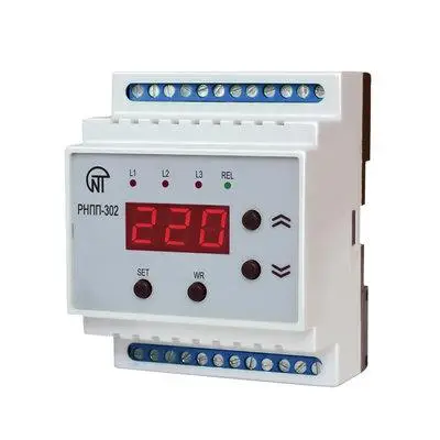 Трехфазное реле напряжения и контроля фаз Новатек Электро РНПП-302