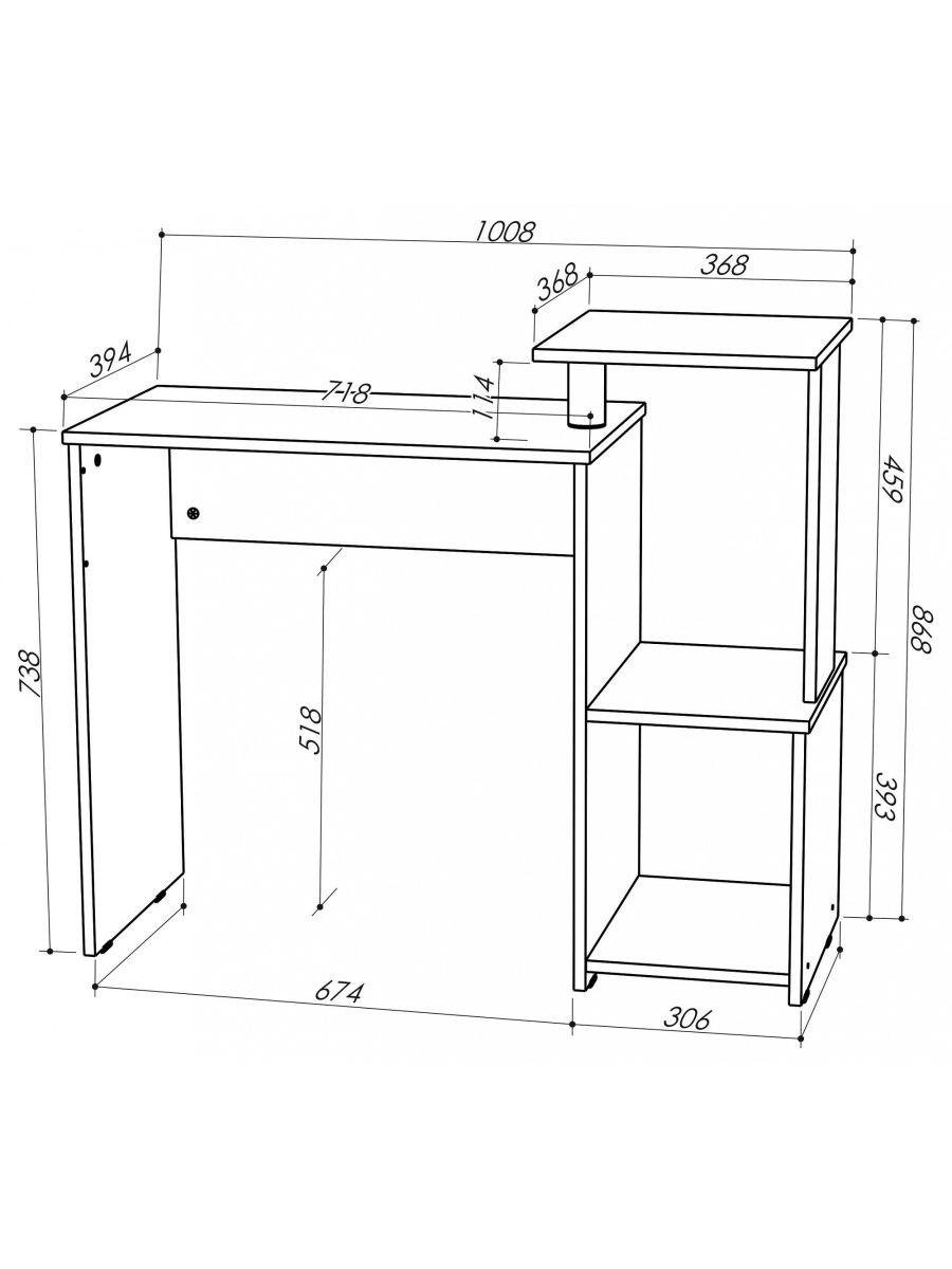 Стіл комп'ютерний Furnigrade КС16 100,8х39,4х86,8 Білий (10650104) - фото 4