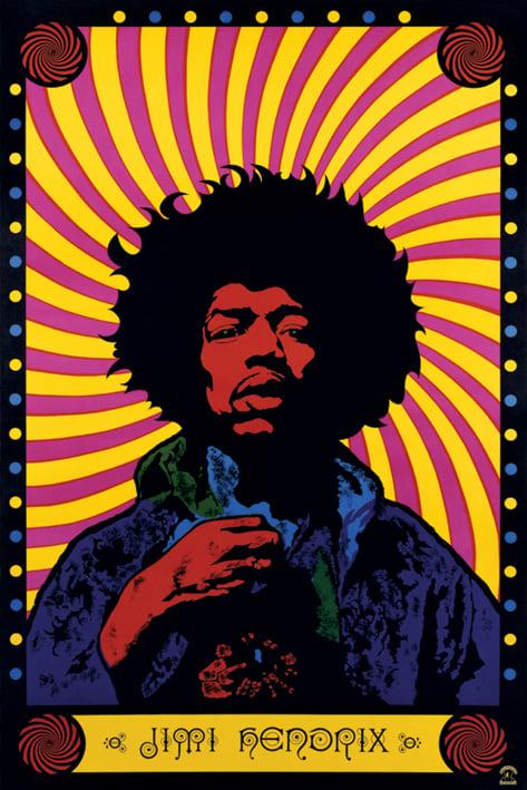 Постер плакат Джими Хендрикс Психоделик/Jimi Hendrix Psychedelic 61x91,5 см