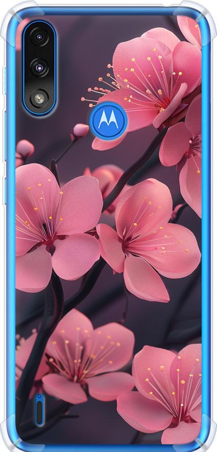 Чехол на Motorola E7 Power Пурпурная сакура (6075sp-2284-42517)