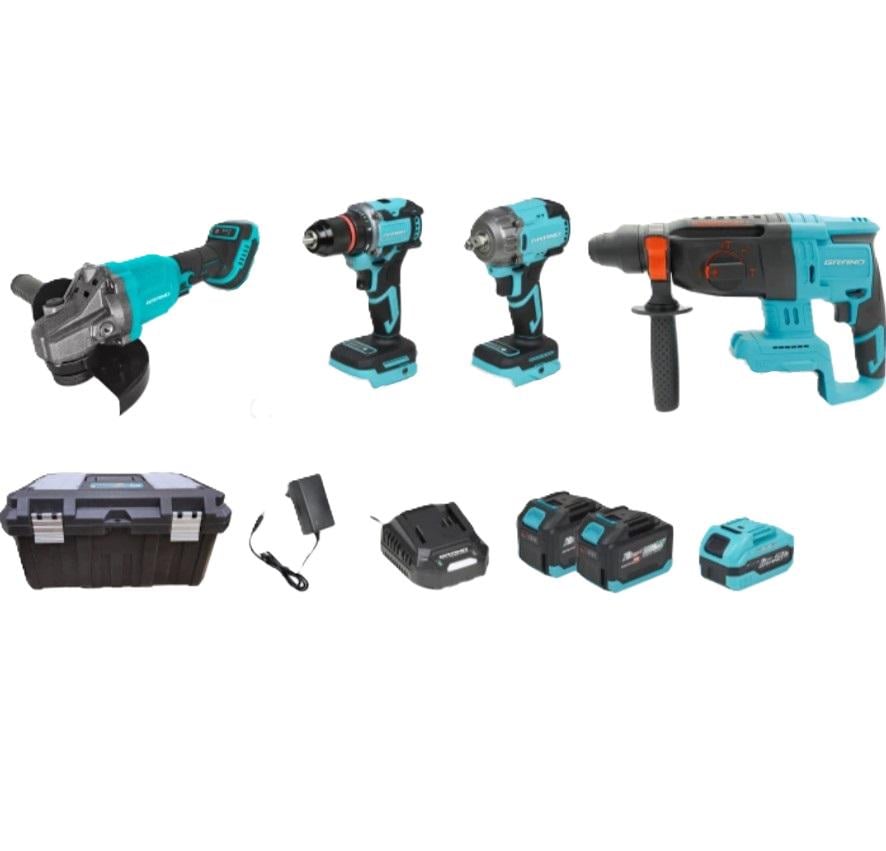 Набір акумуляторних інструментів Grand № 4 NEW МШУ-125/20BL QF & ДА-20/50UBL & АГ-700UBL HS & ПА-20/26BL (33731582) Набір акумуляторних інструментів Grand № 4 NEW МШУ-125/20BL QF & ДА-20/50UBL & АГ-700UBL HS & ПА-20/26BL (33731582)