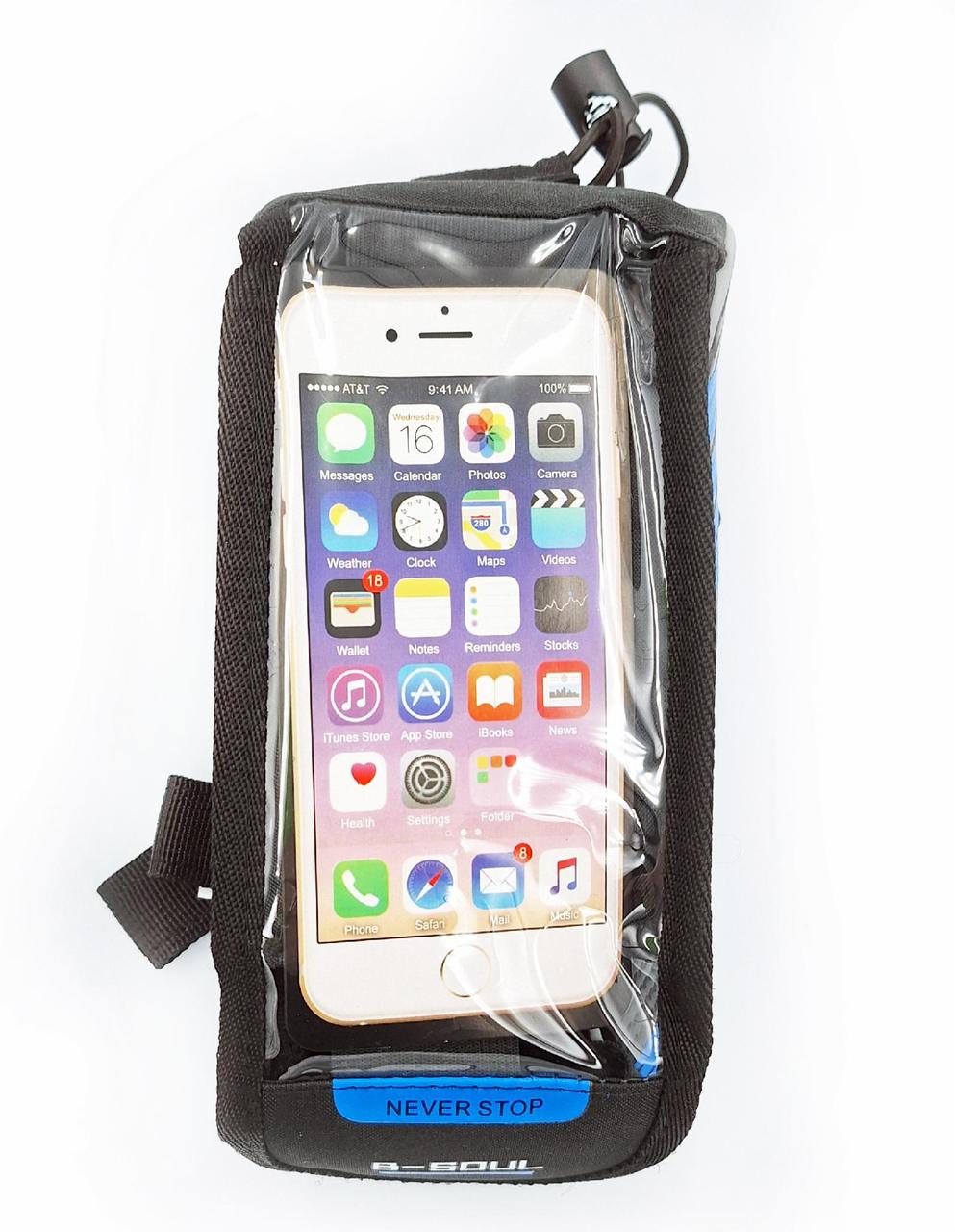 Велосумка на раму B-Soul для смартфона 6" Чорно-синій (G00004511)