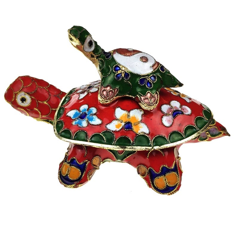 Шкатулка клуазоне Черепаха 6,5х11х7 см Красный (C1684)