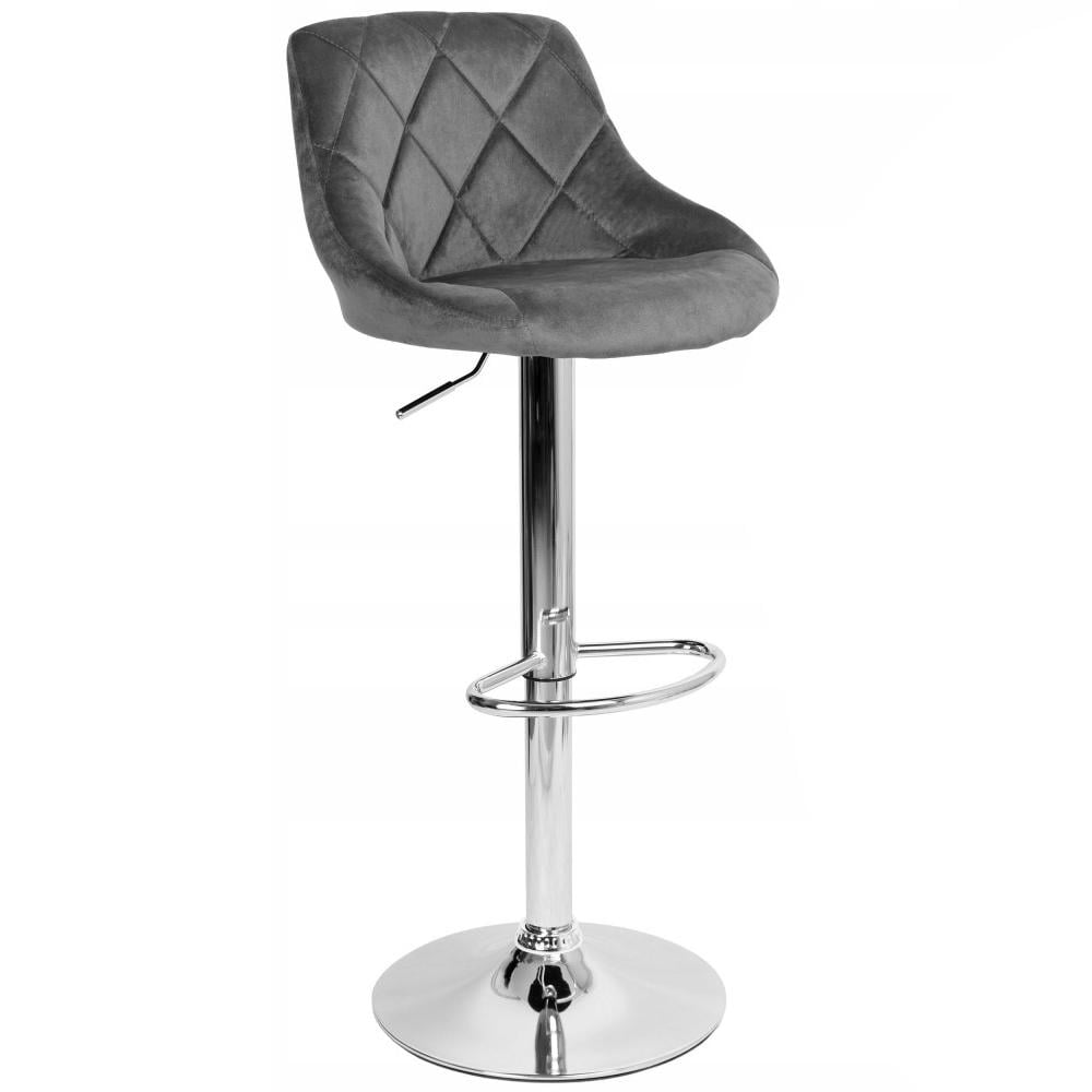 Барный стул со спинкой Bonro B-074 велюр Серый (42401079)