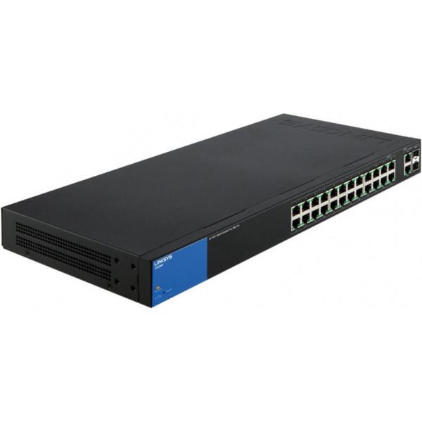 Комутатор Linksys Свитч Smart Gigabit PoE + Switch with 24 PoE + ports and PoE budget of 384W (LGS326MP) - фото 1