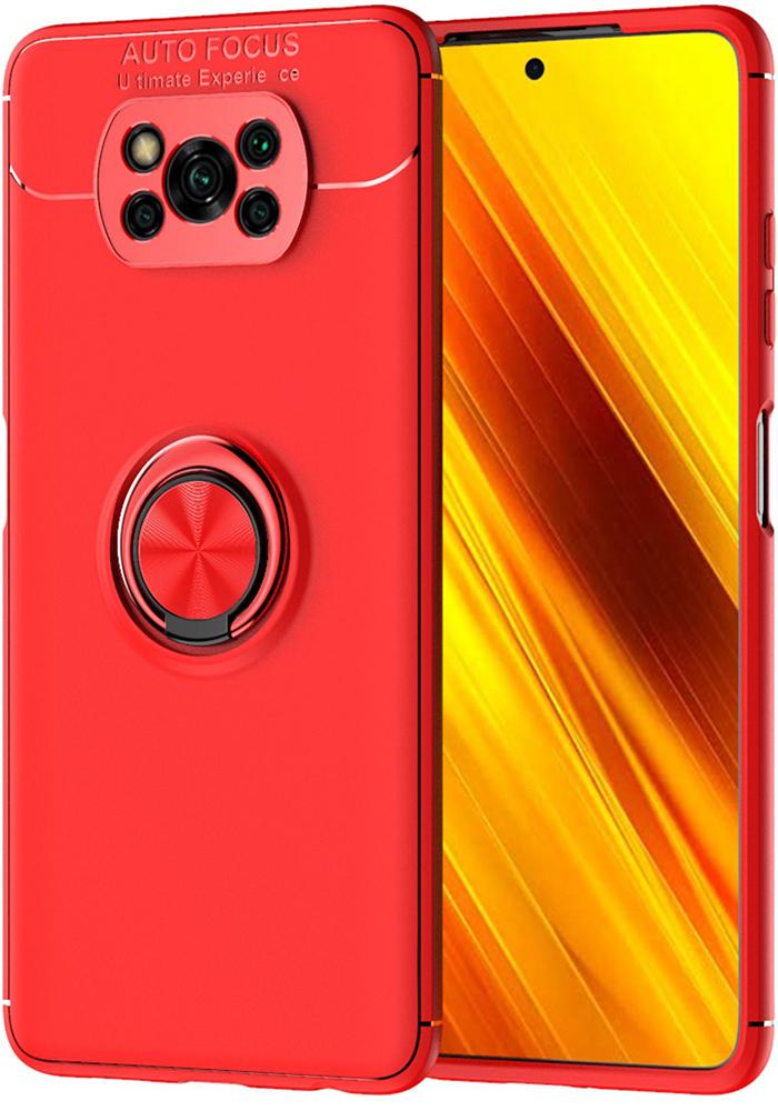 Чехол с кольцом Autofocus для Xiaomi Poco X3 Pro Red (21006-2D)