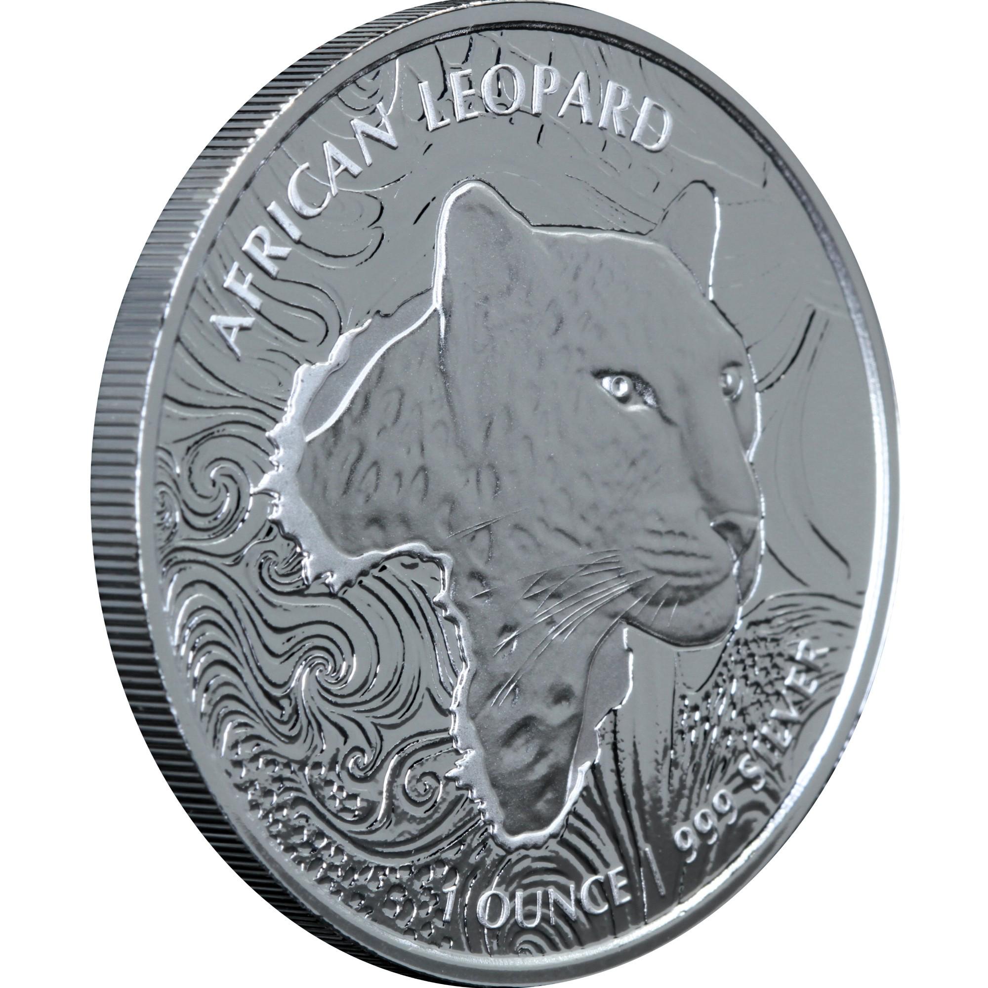 Серебряная монета Африканский Леопард 5 седи 2019 Гана 1 oz (623) - фото 3