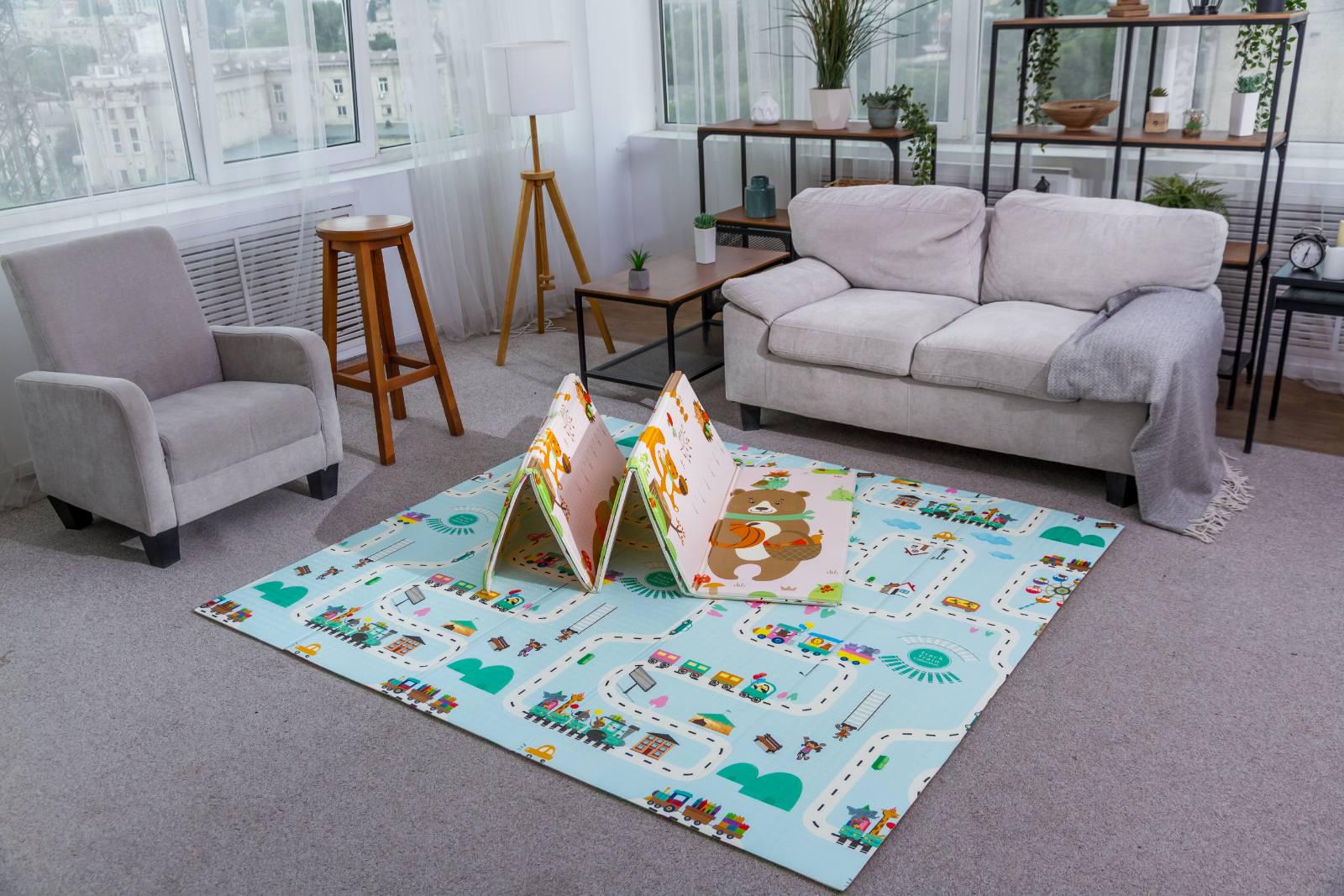 Развивающий коврик детский двухсторонний Медведь с совой 01/Поезд 06 складной с сумкой 200х180х1 см (1877208816) - фото 2 Развивающий коврик детский двухсторонний Медведь с совой 01/Поезд 06 складной с сумкой 200х180х1 см (1877208816) - фото 2