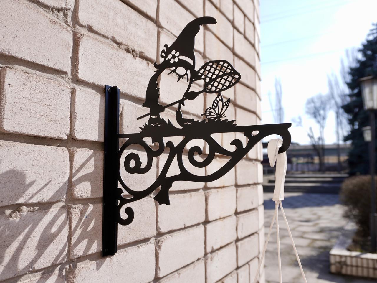 Кронштейн Гном для кашпо с цветами метал Черный (Б006) - фото 5