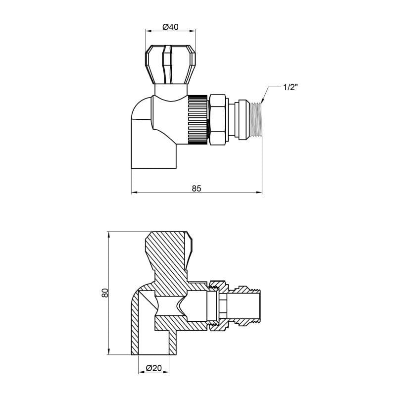 Кран шаровой радиаторный PPR Thermo Alliance 20х1/2" угловой (FRRS00029240) - фото 2