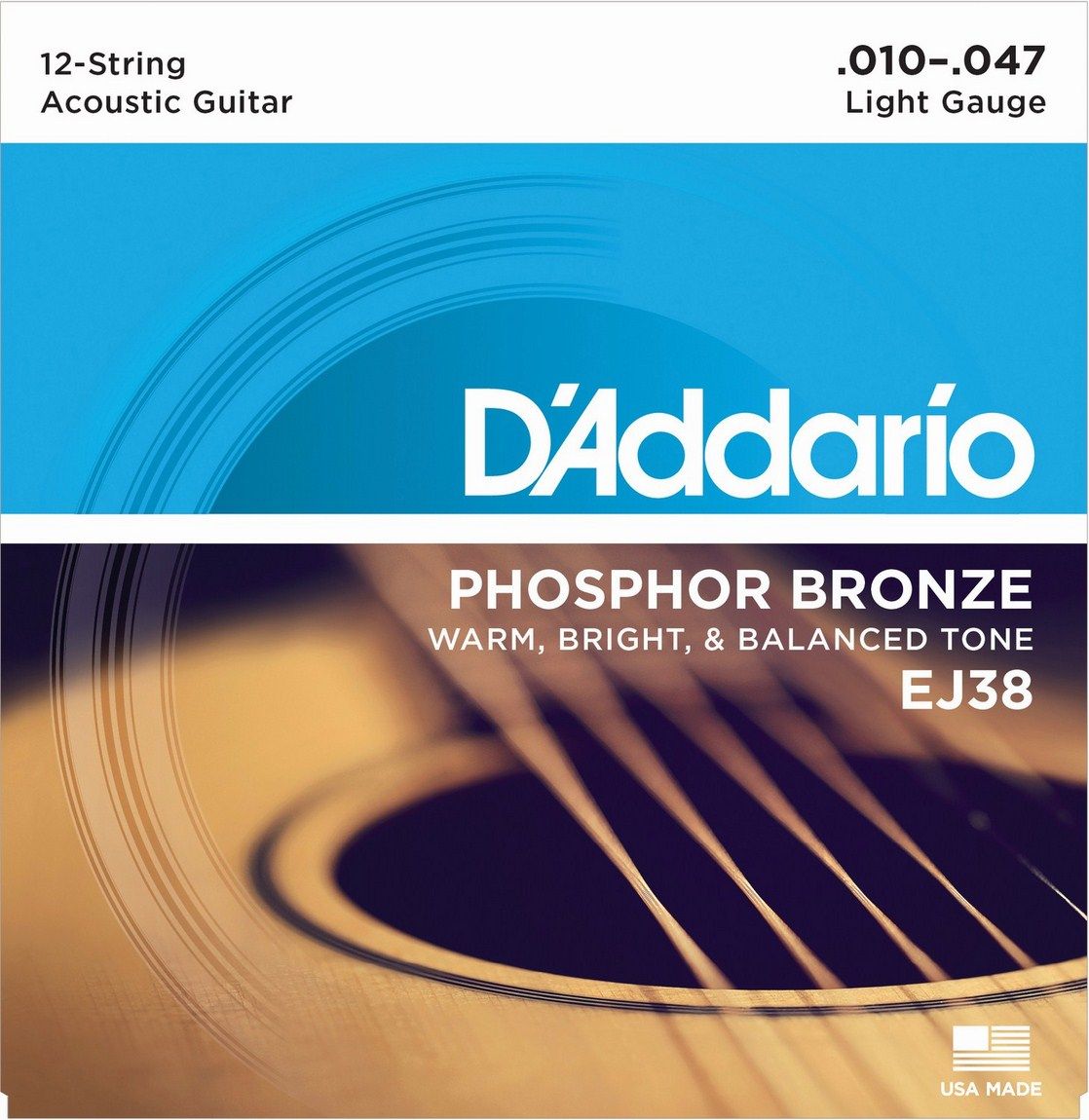 Струны для гитары DAddario EJ38 12-String Phosphor Bronze 10-47 Light