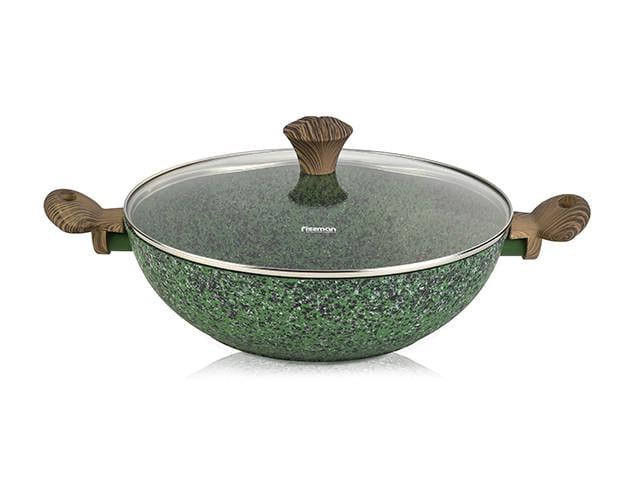 Сковорода Fissman WOK Malachite 30х9 см алюминиевая с каменным антипригарным покрытием (4309)