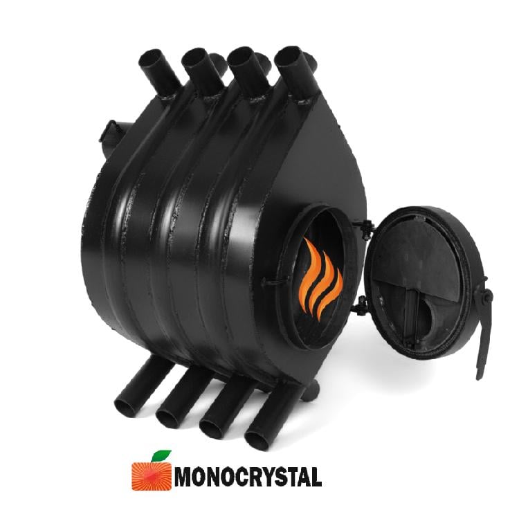 Дровяная печь булерьян Monocrystal обогрев 40м2/100м3/6кВТ горение на 1 загрузке 12 ч - фото 1