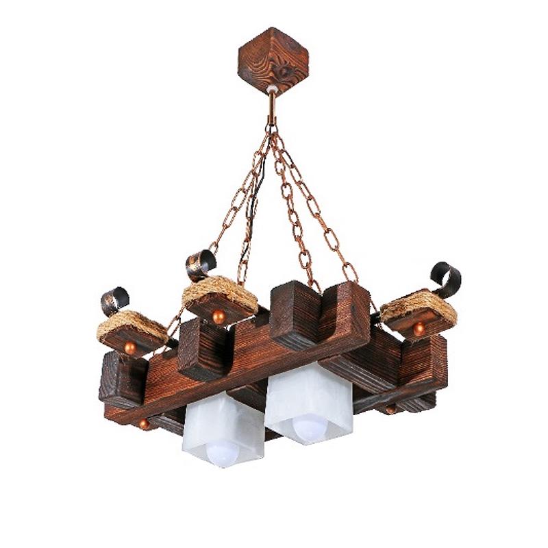 Люстра подвесная деревянная Light House SRS-16180/2 на две лампы Темный обжиг