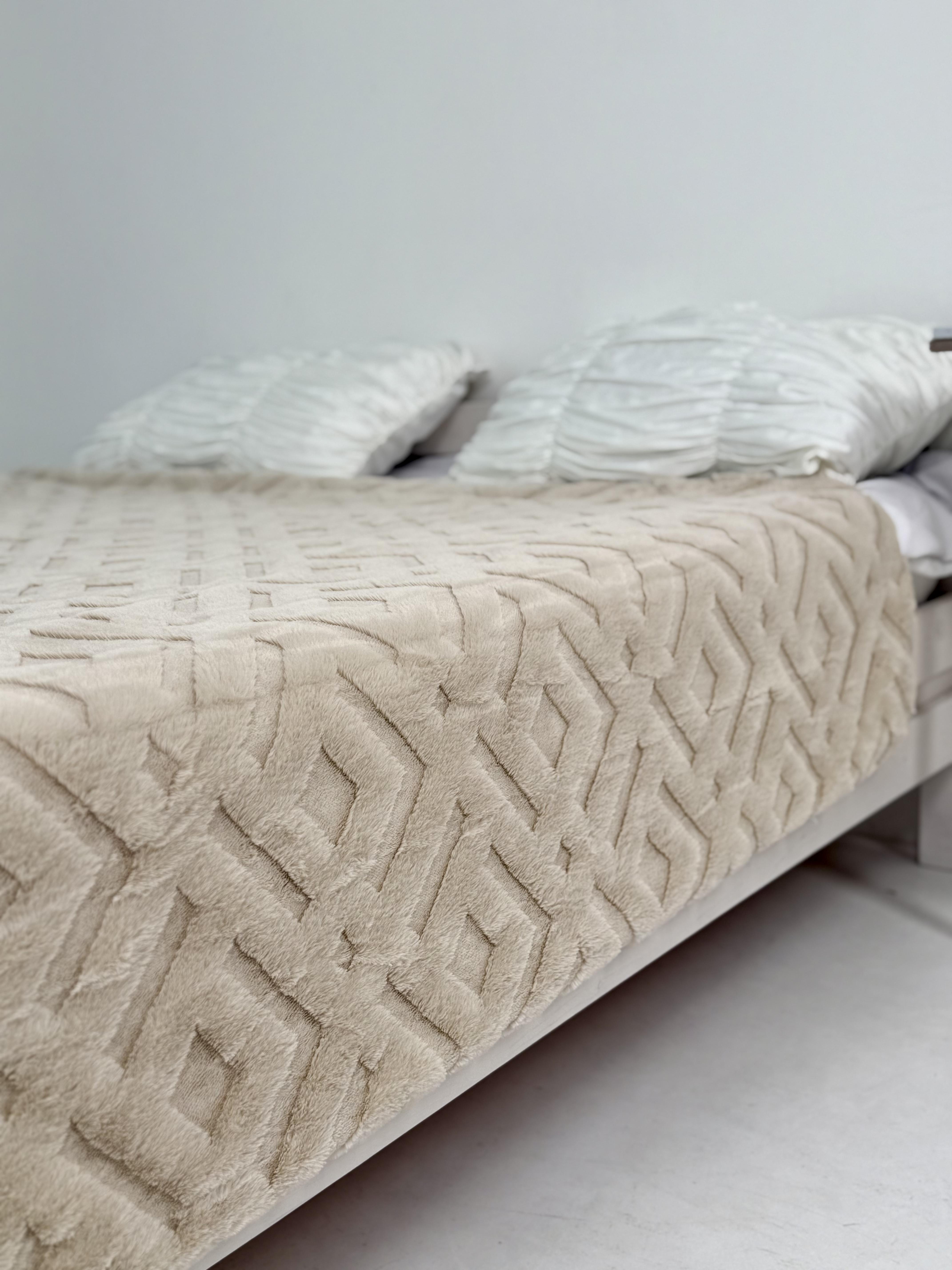 Плед Королівська шиншила Геометрія 200x230 см Світло-бежевий (14019)