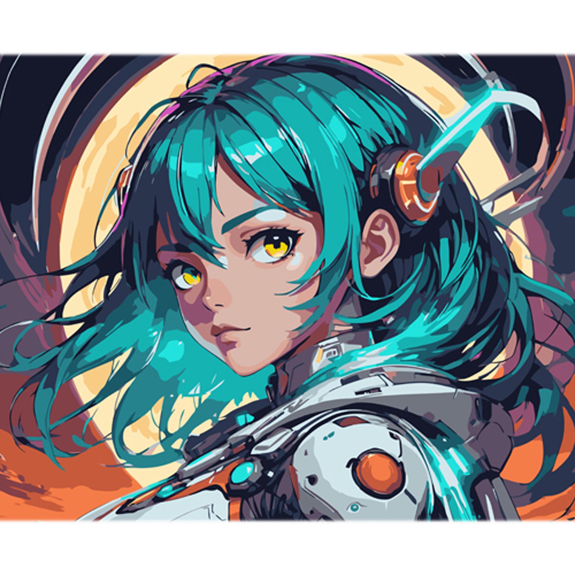 Картина по номерам Strateg Аниме девушка в мире искусства на цветном фоне 40x50 см (MZ010)