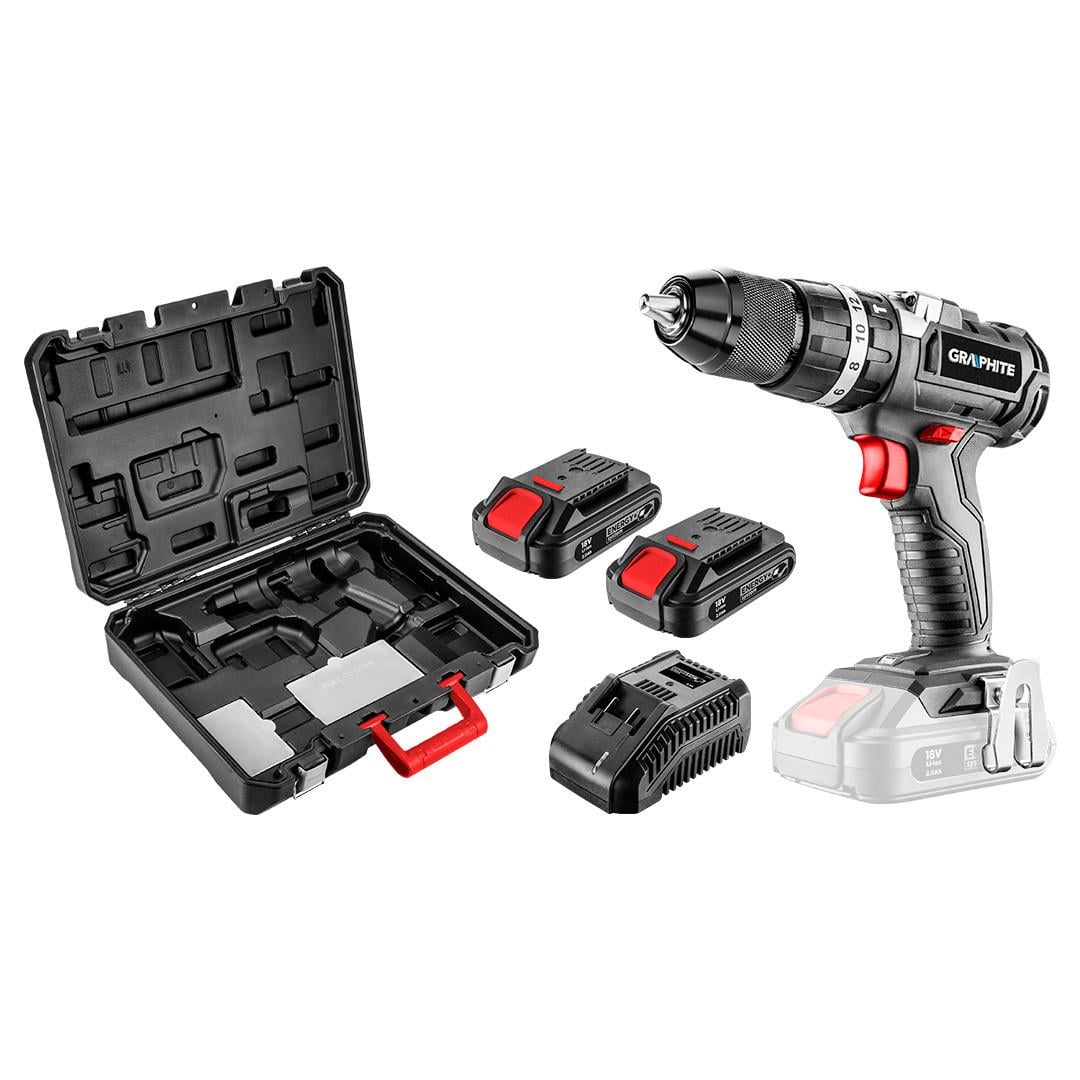 Дрель-шуруповерт Ударная аккумуляторная GRAPHITE 58G020 18В бесщеточная 2 аккумулятора 2.0Ah зарядное устройство кейс Дрель-шуруповерт Ударная аккумуляторная GRAPHITE 58G020 18В бесщеточная 2 аккумулятора 2.0Ah зарядное устройство кейс