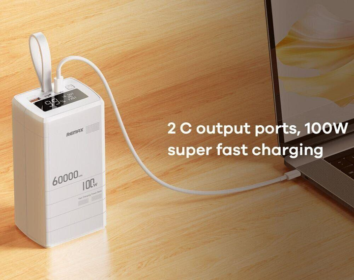 Повербанк Remax RPP-650 Quick Charge із швидкою зарядкою 100 W 60000 mAh Білий (25147810) - фото 4