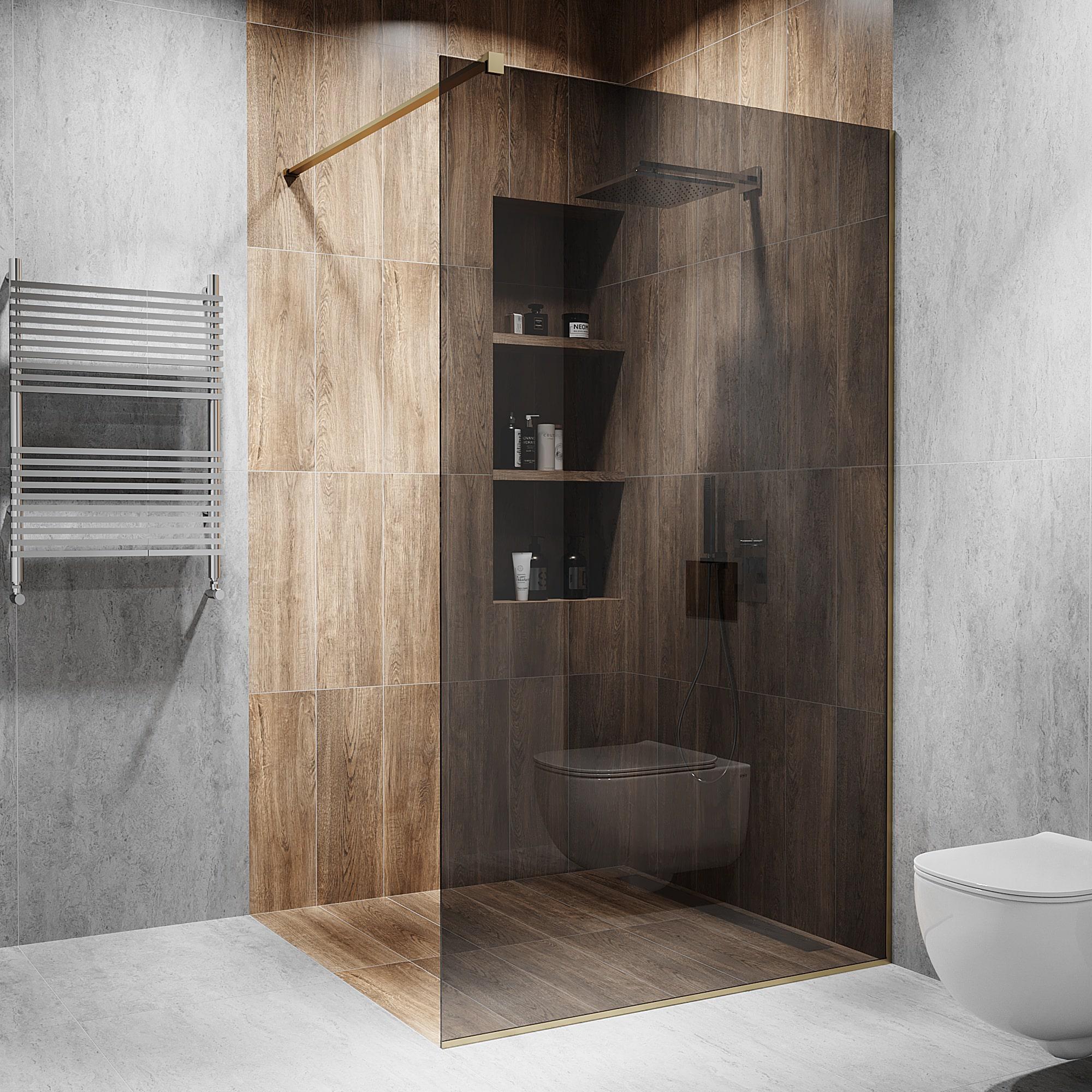 Перегородка скляна душова 2000х800 мм скло графіт з фурнітурою бронзовою