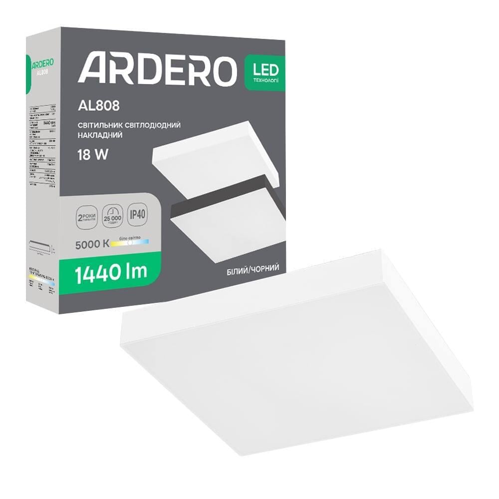 Светодиодный накладной светильник ARDERO AL808 18 Вт 5000K Белый (16384) Светодиодный накладной светильник ARDERO AL808 18 Вт 5000K Белый (16384)