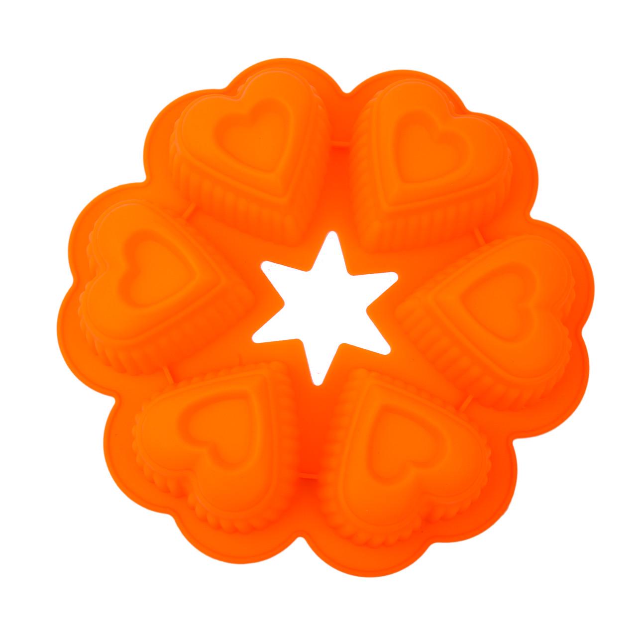 Форма силиконовая для выпечки 6 сердец 25х16 см (2356744437)