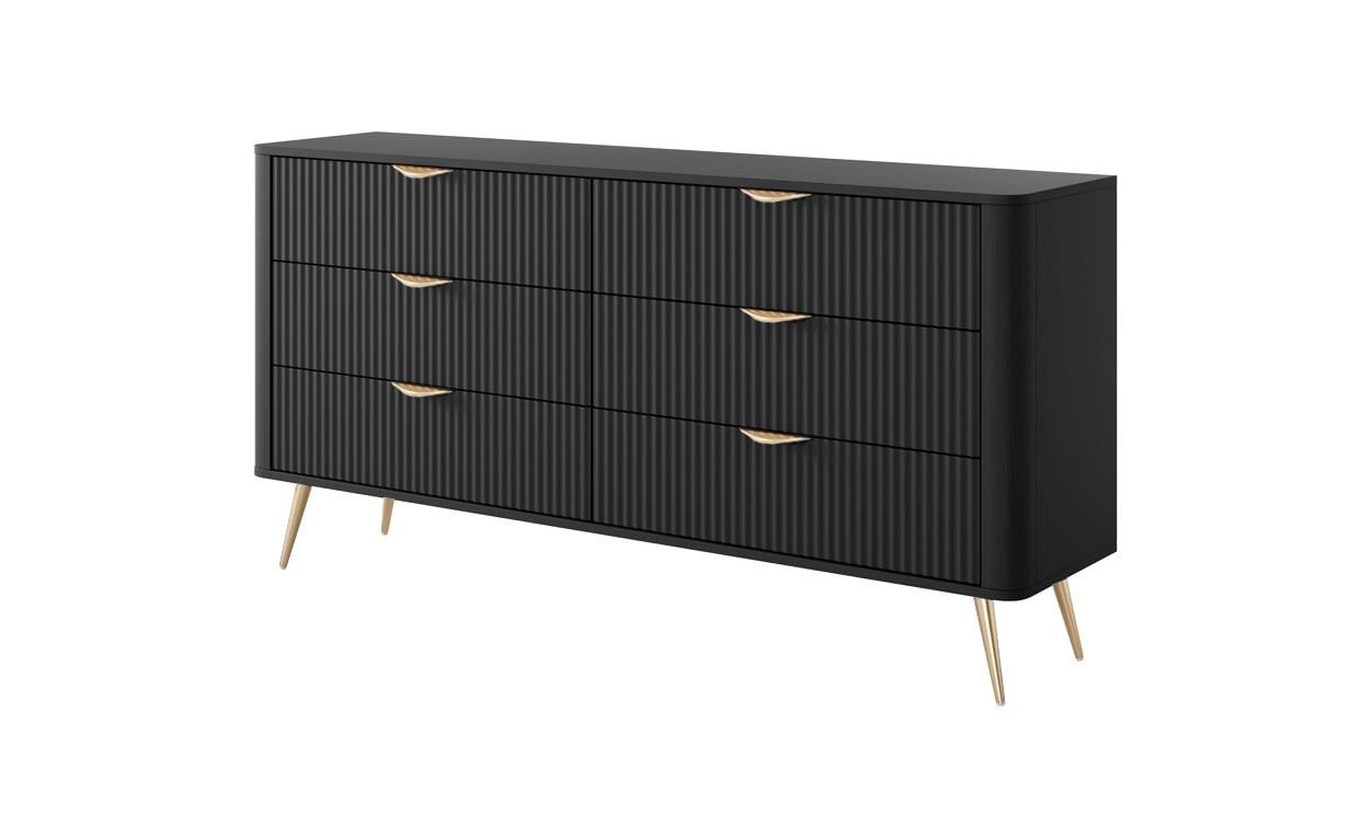 Комод Perfect Home Lante 6S/163 з 6 шухлядами і золотими ніжками Чорний (PFH-091190) Комод Perfect Home Lante 6S/163 з 6 шухлядами і золотими ніжками Чорний (PFH-091190)