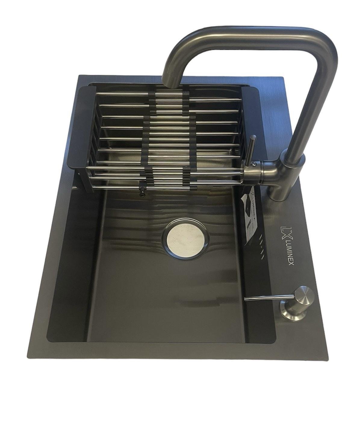 Мойка кухонная Luminex 6045 Pvd 4в1 и смеситель для кухни из нержавеющей стали 30/10 мм