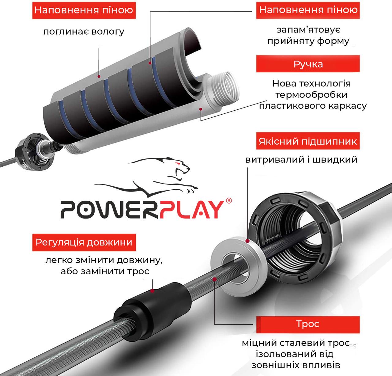 Скакалка швидкісна PowerPlay 4210 Чорний - фото 3