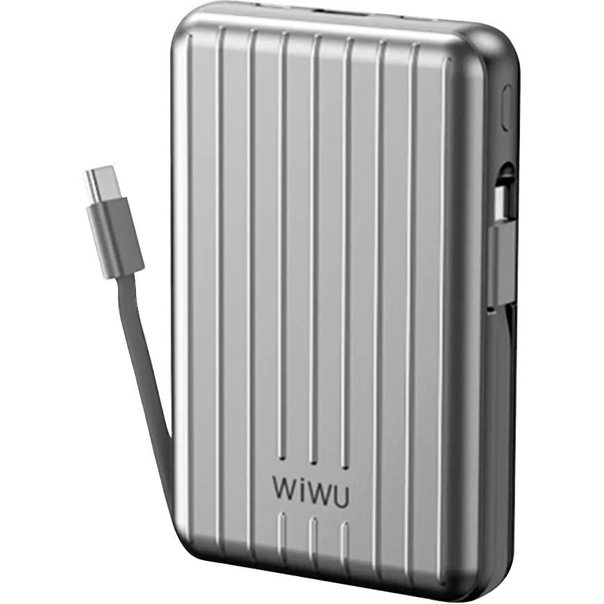Внешний аккумулятор WiWU PP04 Trunk Series Magnetic Wireless 20000 mAh 22,5W Silver (6936686410847) - фото 2 Внешний аккумулятор WiWU PP04 Trunk Series Magnetic Wireless 20000 mAh 22,5W Silver (6936686410847) - фото 2