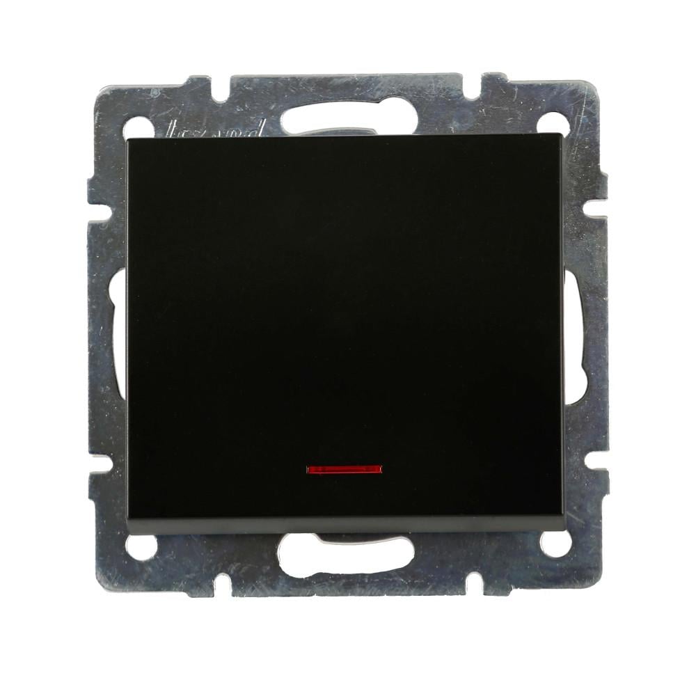 Выключатель Lezard Rain 1-клавишный с подсветкой без рамки Антрацитовый (7034288111)