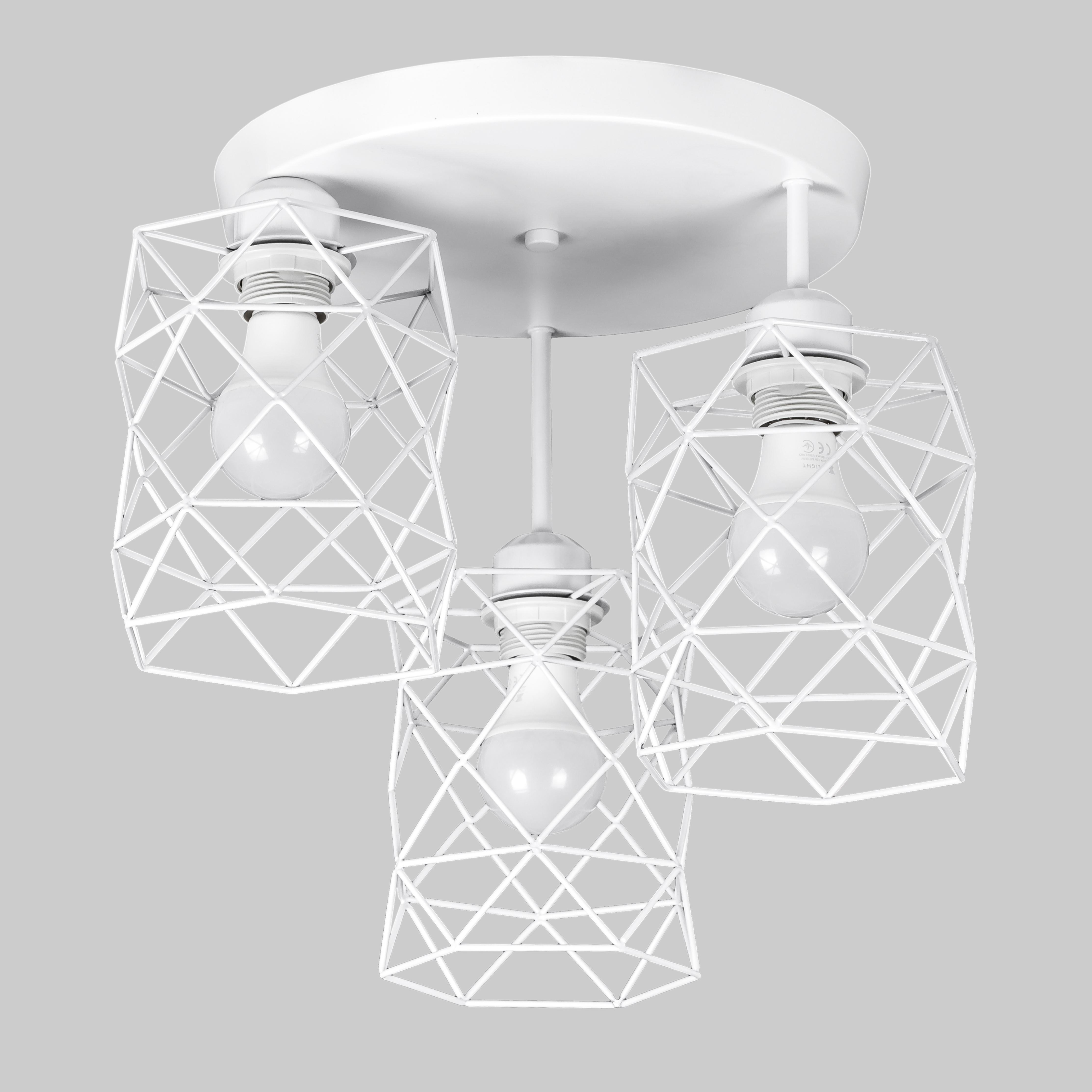 Люстра потолочная на 3 плафона Industrial Cage Light Белый (56-HPR105F-3 WH+WH 300)