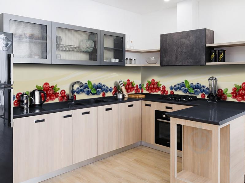 Наклейка виниловая кухонный фартук  Zatarga  "Клюква и Голубика"  600х2500 мм