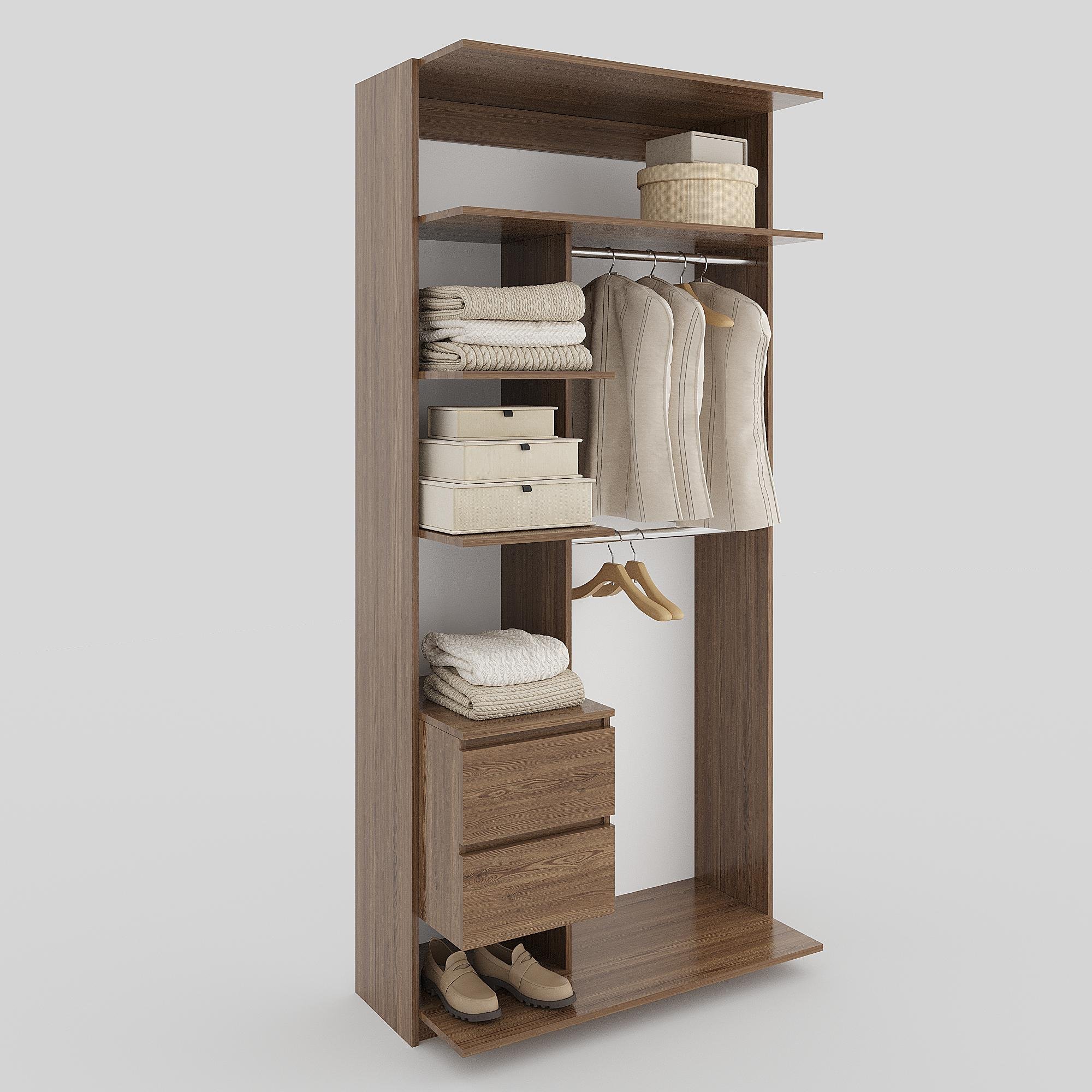 Модуль гардеробный МГ-5-8-100 со штангами полками и ящиками 2100х1000х500 мм Дуб Родос (28054243)