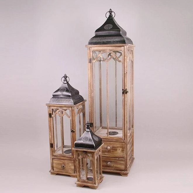 Комплект дерев'яних ліхтарів 20AW0126B 3 шт. (38317) - фото 1 Комплект дерев'яних ліхтарів 20AW0126B 3 шт. (38317) - фото 1