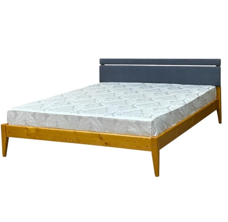 Кровать двуспальная деревянная Скиф Л-258 с мягким изголовьем 180х190 см Янтарь/Стим-26 (28780817)