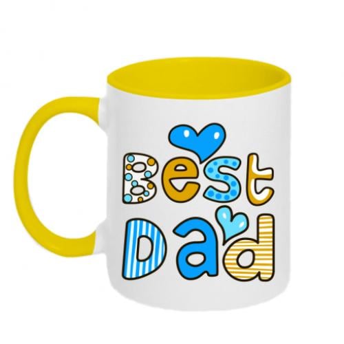 Чашка двухцветная Best Dad 320 мл Бело-желтый (352140-34-39515)