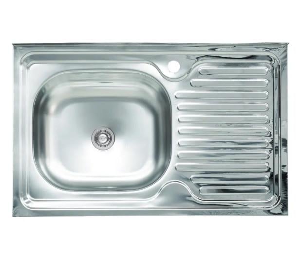 Мойка кухонная из нержавеющей стали левая 80x50 см 4 мм (30631933) Мойка кухонная из нержавеющей стали левая 80x50 см 4 мм (30631933)