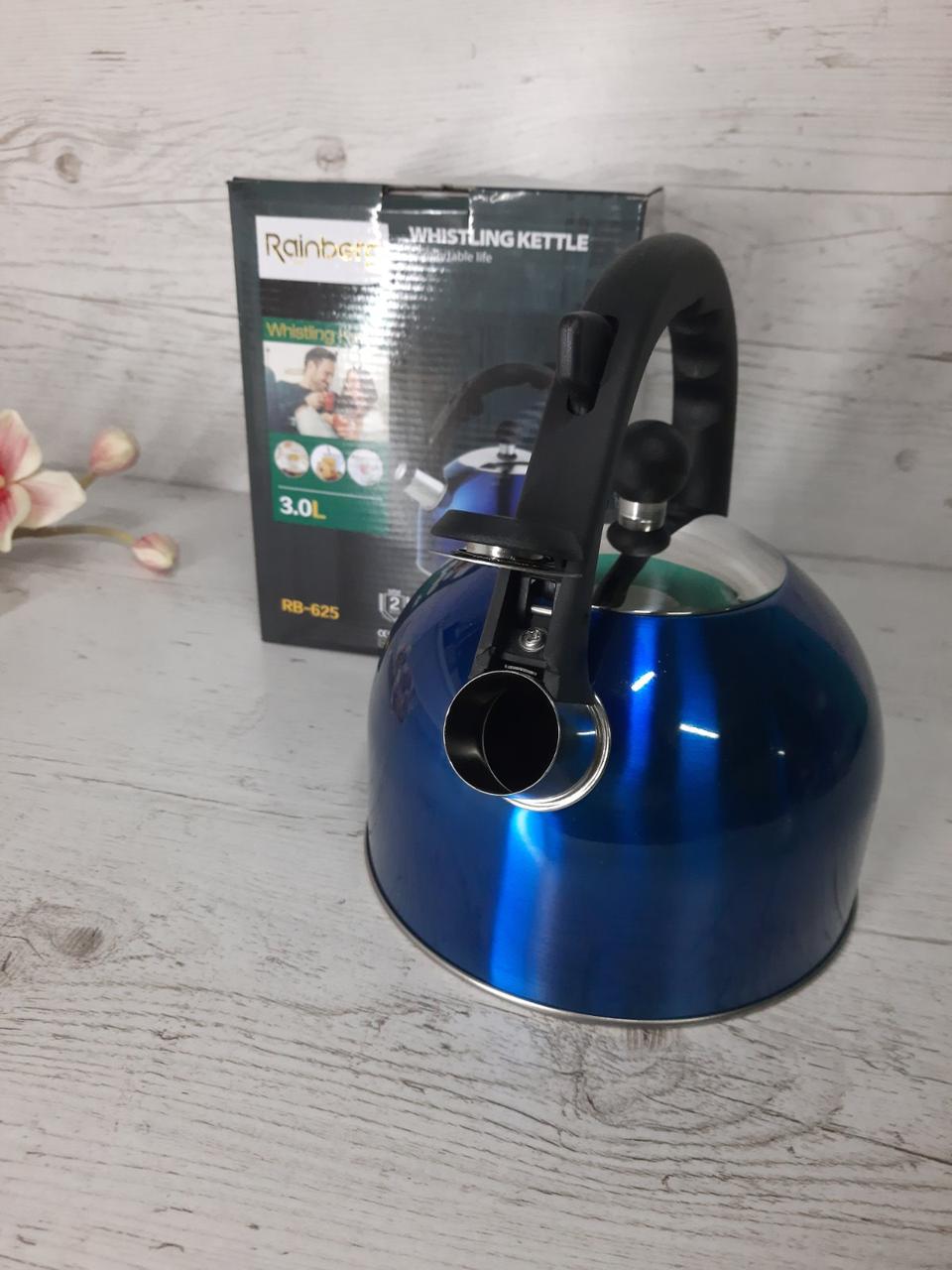 Чайник Rainberg RB-625 із свистком 3 л Синій - фото 11 Чайник Rainberg RB-625 із свистком 3 л Синій - фото 11