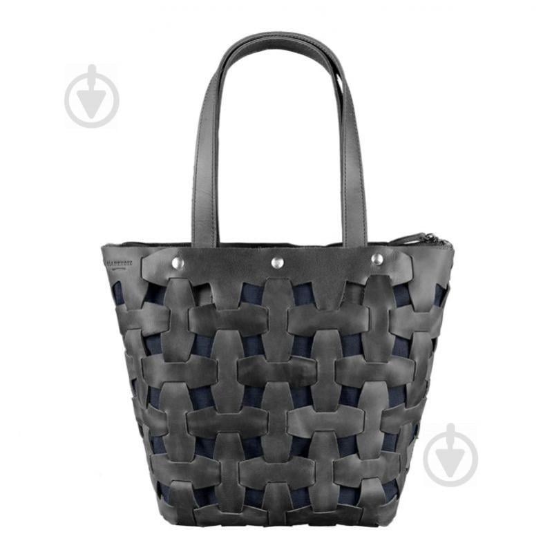 Шкіряна плетена сумка жіноча BlankNote Пазл Crazy Horse L Чорна (BN-BAG-33-g-kr)