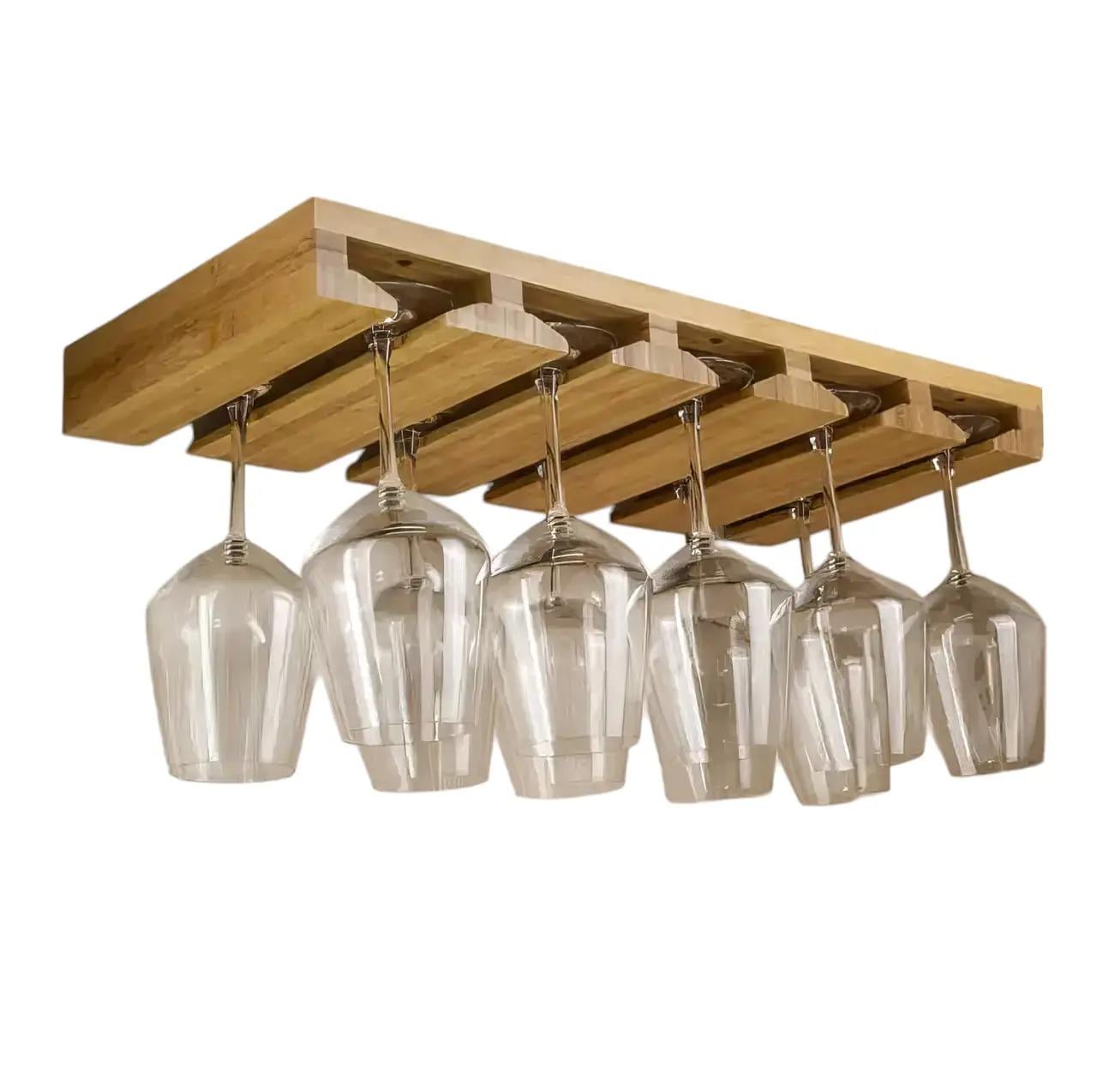 Полка для бокалов бамбуковая подвесная для бара и кухни на ножке 10 шт. Полка для бокалов бамбуковая подвесная для бара и кухни на ножке 10 шт.