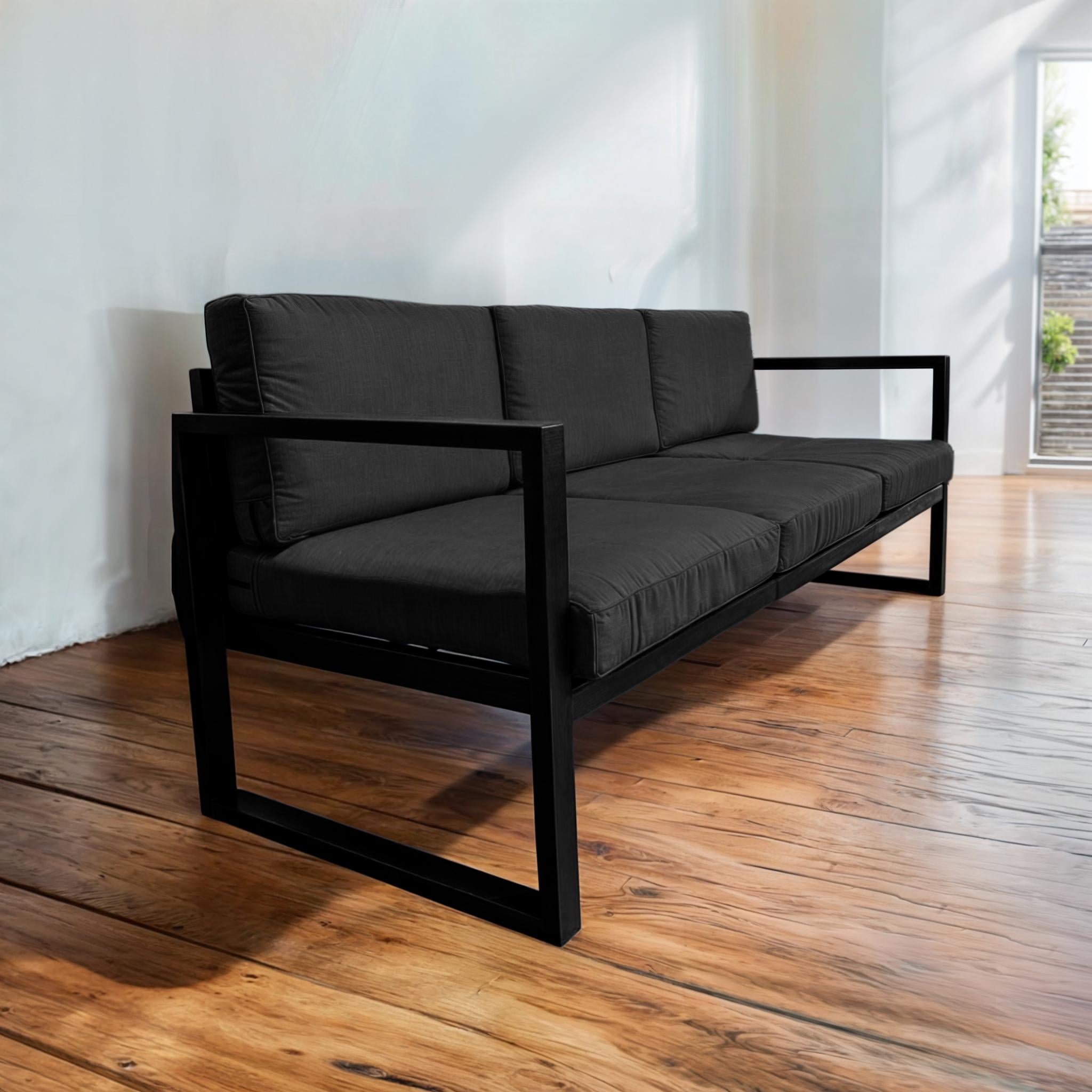 Диван металлический Tobi Sho Лофт Стейт DV1 с подлокотниками и мягкими подушками 750х2100х700 мм рогожка 42/Темно-серый