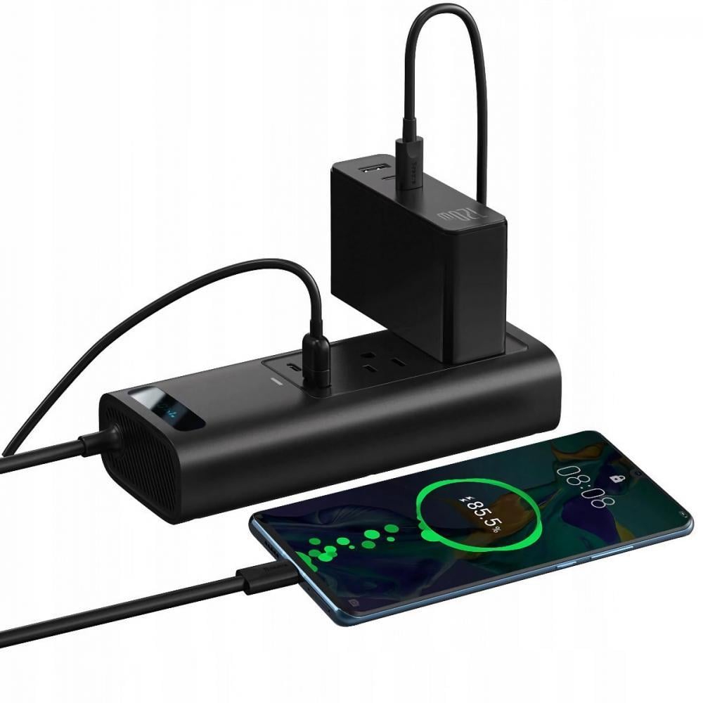 Інвертор автомобільний BASEUS In-car Inverter 150W 220V CN/EU Black (CRNBQ-A01) - фото 2 Інвертор автомобільний BASEUS In-car Inverter 150W 220V CN/EU Black (CRNBQ-A01) - фото 2