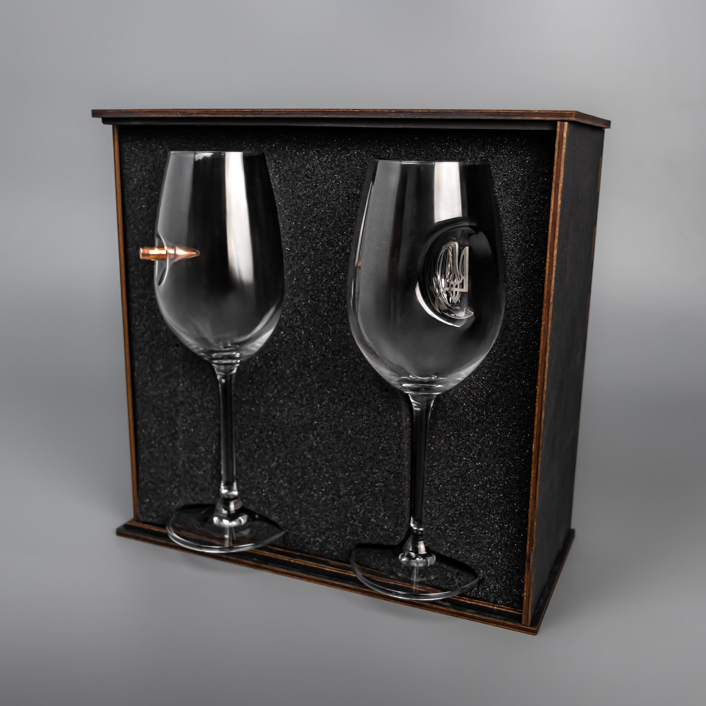 Бокалы для вина с пулей и гербом VSKLO 350 мл 2 шт.