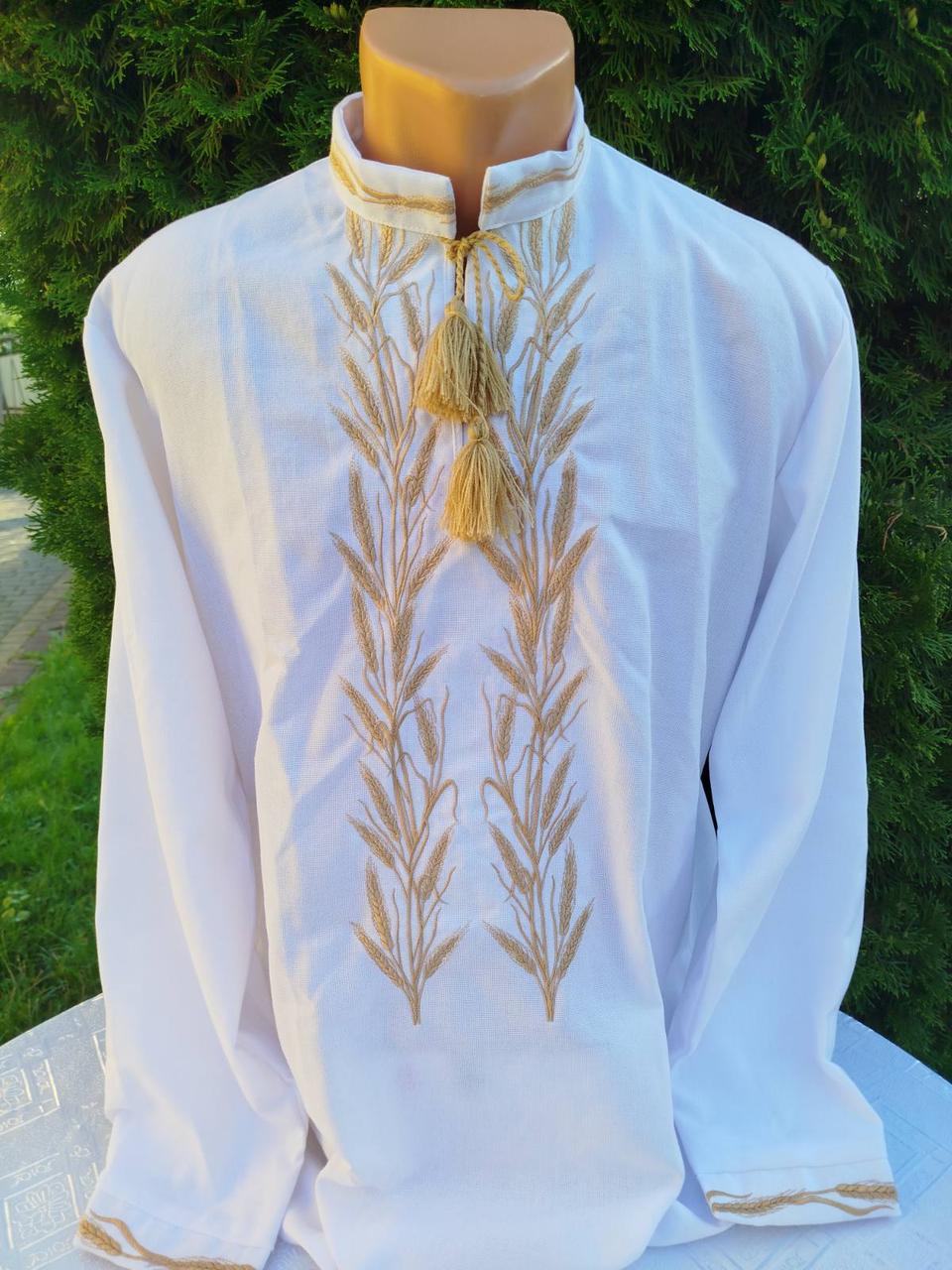 Вишита сорочка чоловіча Узір Колосок на натуральному домотканому полотні р. 48 Білий (2742616868)