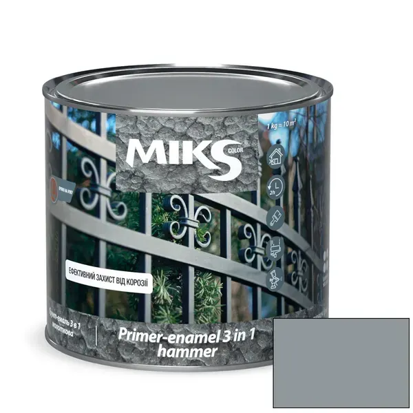 Грун-емаль 3в1 молоткова Miks color 0,65 кг Сірий (2687630044)