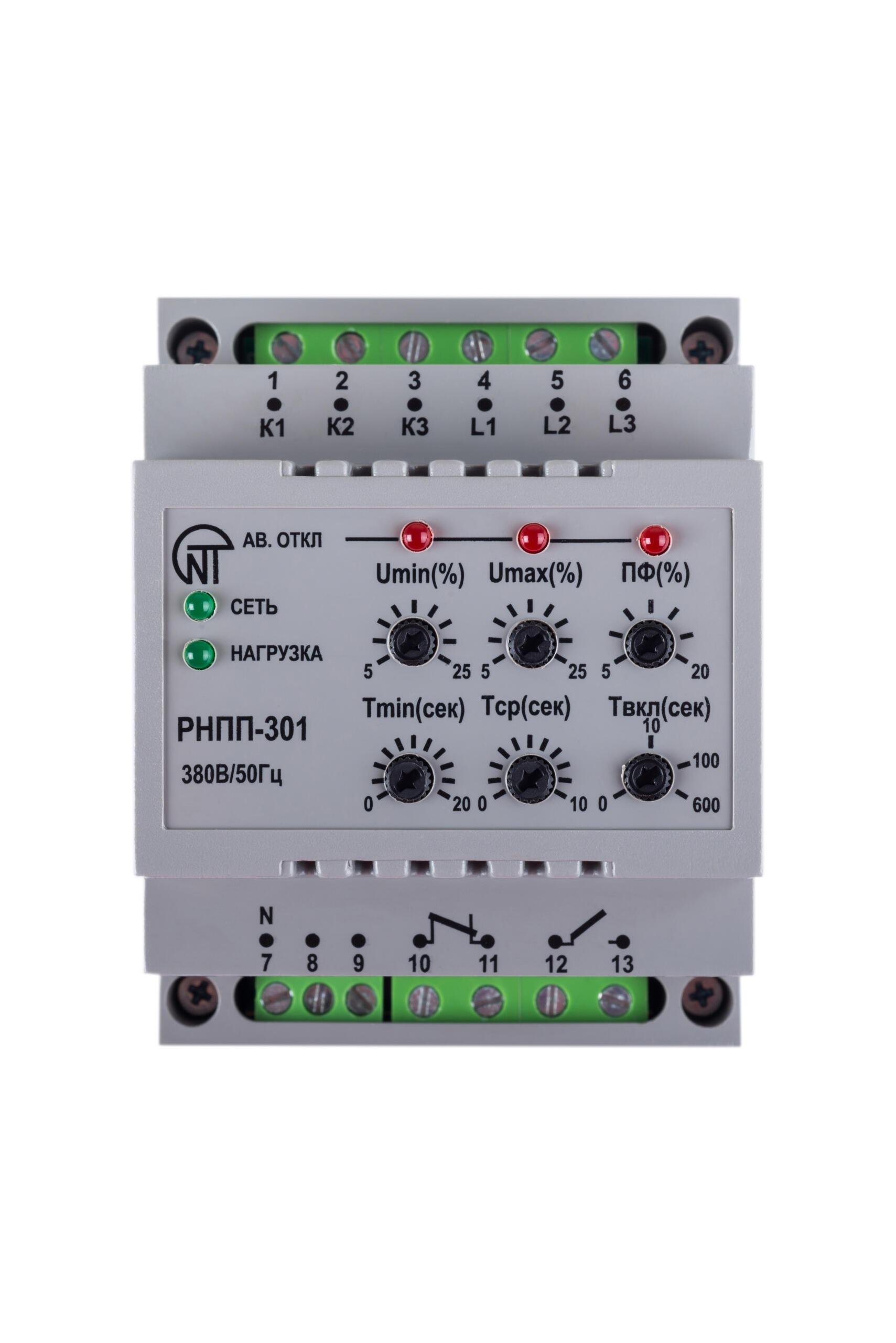 Реле контролю напруги та фаз Новатек-Електро РНПП-301 трифазне 5A (NTRNP3010) - фото 2
