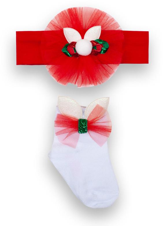 Ободок детский с носками Gabbi КТ-20-30-1 для девочки 0-6 мес. Красный (12697)
