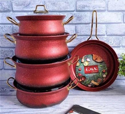 Набір каструль з кришками O.M.S. Collection 3045 з гранітним покриттям Червоний (1936498184) - фото 5 Набір каструль з кришками O.M.S. Collection 3045 з гранітним покриттям Червоний (1936498184) - фото 5