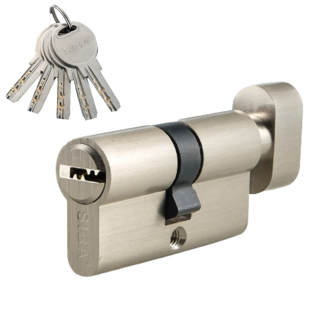Цилиндр дверной Siba перфорированный ключ-вороток 90 мм 45х45Т Матовый никель (40.10.40/BTSCZ) - фото 1