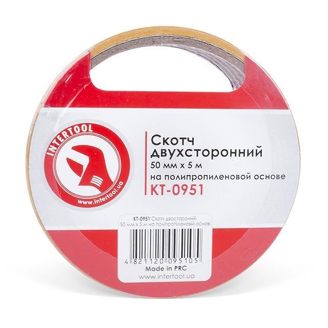 Скотч двосторонній Intertool KT-0951 на поліпропіленовій основі 50 мм 5 м (10443650)